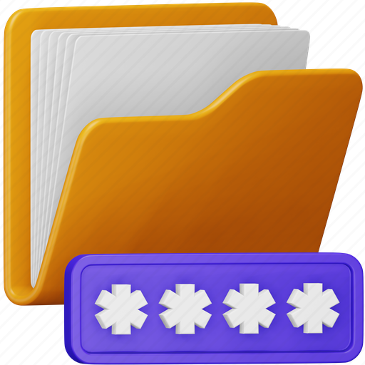 Folder, password, file, document, data, private, locked 3D illustration - Download on Iconfinder