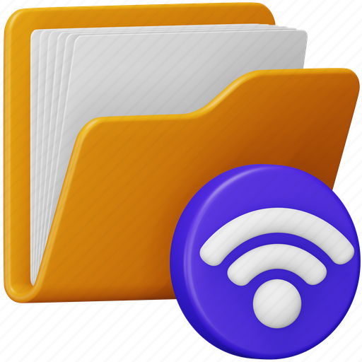 Wifi, folder, file, document, data, signals, internet 3D illustration - Download on Iconfinder