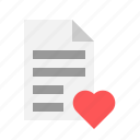 document, favourite, heart, bookmark, file
