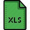 chart, excel, extension, file, files, folders, xls