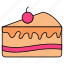 cake slice, edible, cake piece, cherry cake, bakery item 