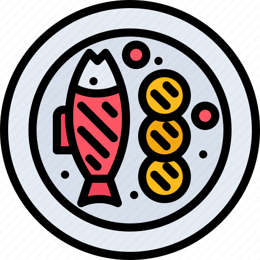 Fish, plate, vegetables, food, restaurant, cooking icon - Download on Iconfinder