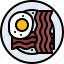 fried, eggs, bacon, plate, food, restaurant, cooking 