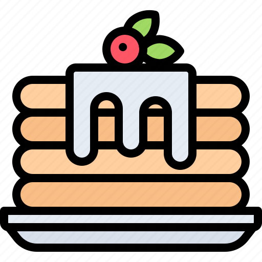 Pancakes, cream, berry, plate, food, restaurant, cooking icon - Download on Iconfinder