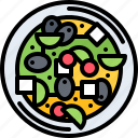 salad, olives, greece, plate, food, restaurant, cooking