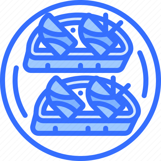 Bruschetta, salmon, fish, sandwich, plate, food, restaurant icon - Download on Iconfinder