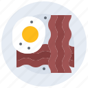 fried, eggs, bacon, plate, food, restaurant, cooking