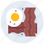 fried, eggs, bacon, plate, food, restaurant, cooking 