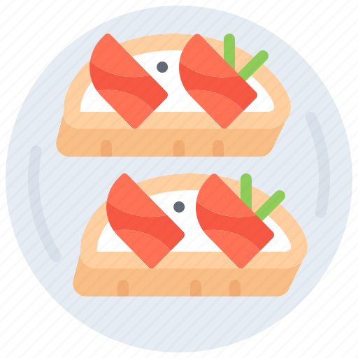 Bruschetta, salmon, fish, sandwich, plate, food, restaurant icon - Download on Iconfinder