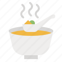 soup, bowl, spoon, food, kitchen