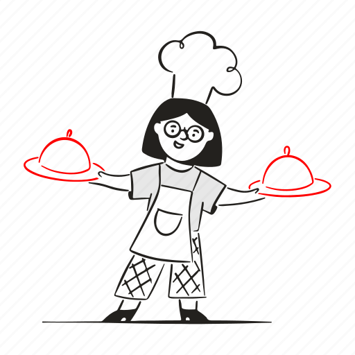Chef, carries, dishes, cook, cooking, restaurant, hat illustration - Download on Iconfinder