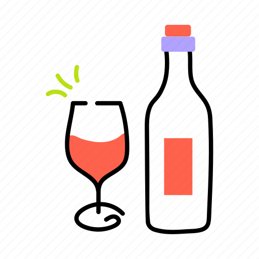 Wine bottle, red wine, alcohol bottle, alcoholic drink, party drink icon - Download on Iconfinder