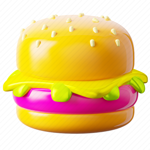 Burger, fast-food, hamburger, junk-food, junk, fast, cheeseburger 3D illustration - Download on Iconfinder