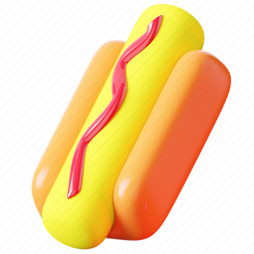 Hot, dog, hot dog, sausage, fast-food, junk-food, meat 3D illustration - Download on Iconfinder