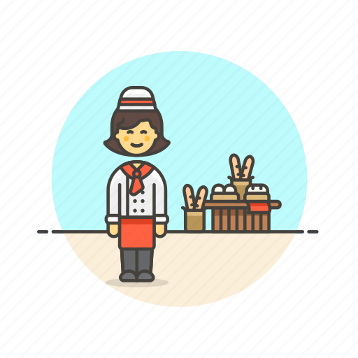 Bakery, chef, food, bread, woman, basket, loaf icon - Download on Iconfinder
