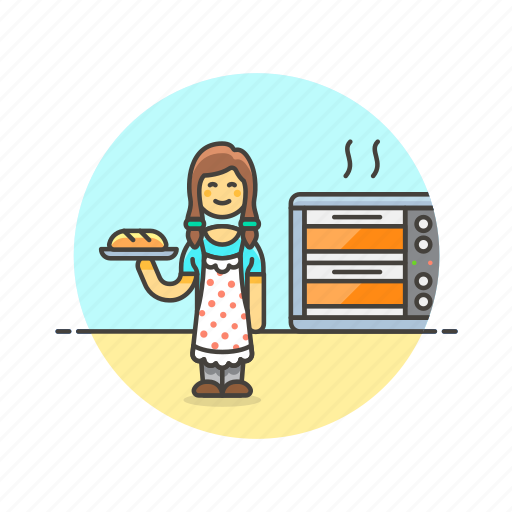 Bakery, chef, food, bake, bread, woman, loaf icon - Download on Iconfinder