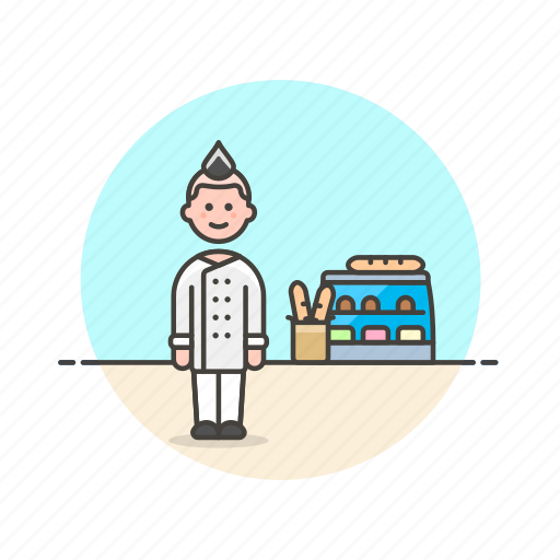 Bakery, chef, food, bread, man, basket, loaf icon - Download on Iconfinder