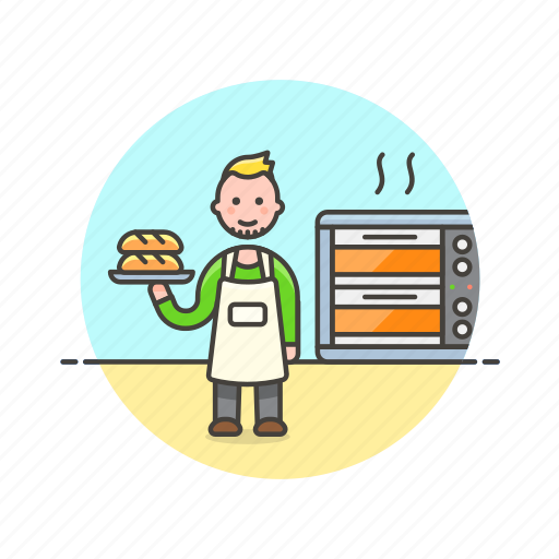 Bakery, chef, food, bread, man, loaf, oven icon - Download on Iconfinder