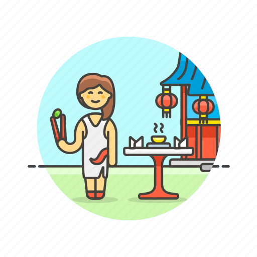 Chinese, food, restaurant, drink, woman, outdoors, shopsticks icon - Download on Iconfinder