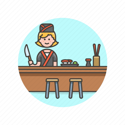 Chef, food, japanese, cook, woman, chopsticks, sushi icon - Download on Iconfinder