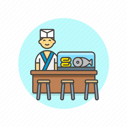 Chef, food, japanese, cook, fish, man, restaurant icon - Download on Iconfinder