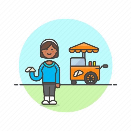 Cart, food, sandwich, fast, junk, outdoors, woman icon - Download on Iconfinder