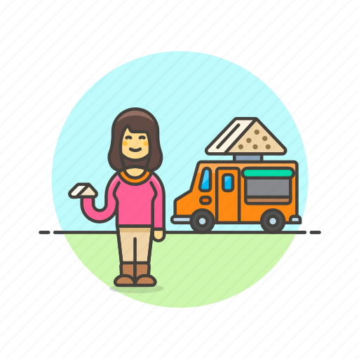 Food, sandwich, truck, snack, street, woman, meal icon - Download on Iconfinder