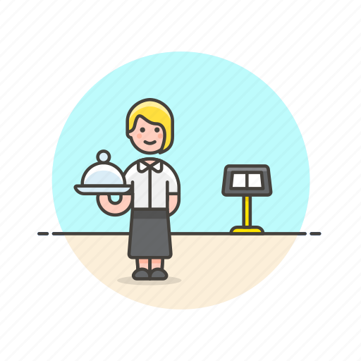 Food, waitress, plate, server, woman, meal, restaurant icon - Download on Iconfinder