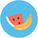 banana, food, fruits, watermelon, watermelon slice