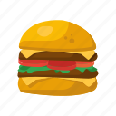 3d, burger, fast, food, vector, cooking