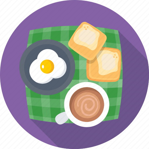 Breakfast, coffee, fried egg, tea, toast icon - Download on Iconfinder