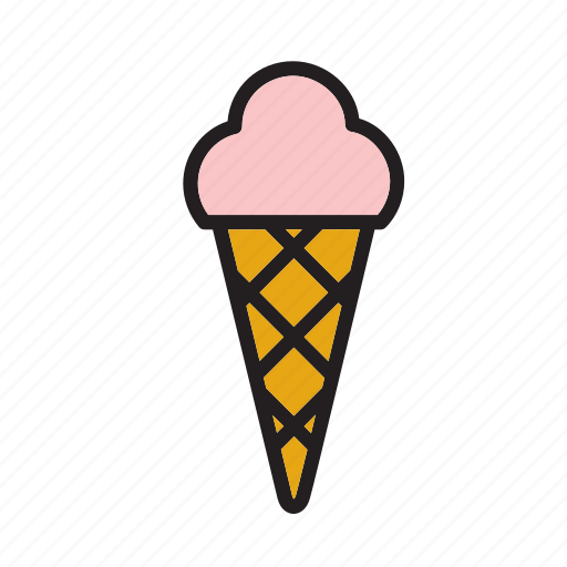 Food, cone, dessert, ice cream, ice-cream, shop, strawberry icon - Download on Iconfinder