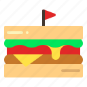 sandwich, breakfast, cheese, flag