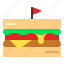 sandwich, breakfast, cheese, flag 