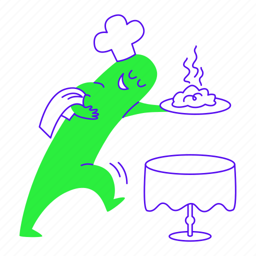 Waiter, character, carries, dish, food, restaurant, service icon - Download on Iconfinder