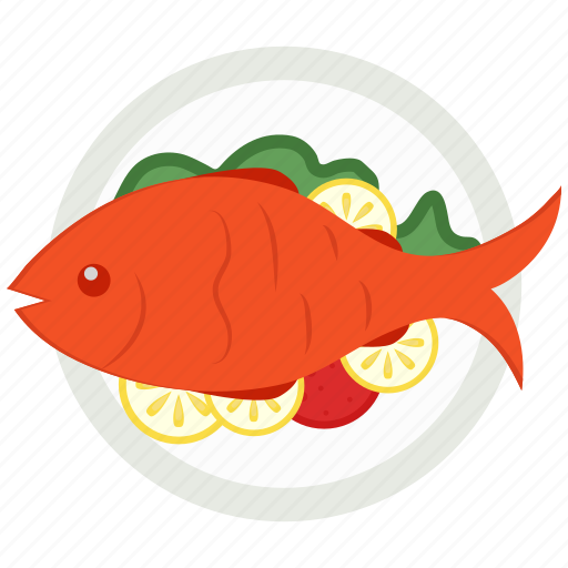 Dinner, fish, food, lettuce, plate icon - Download on Iconfinder
