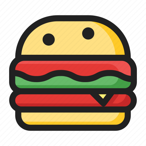 Burger, fast, food, line, round icon - Download on Iconfinder