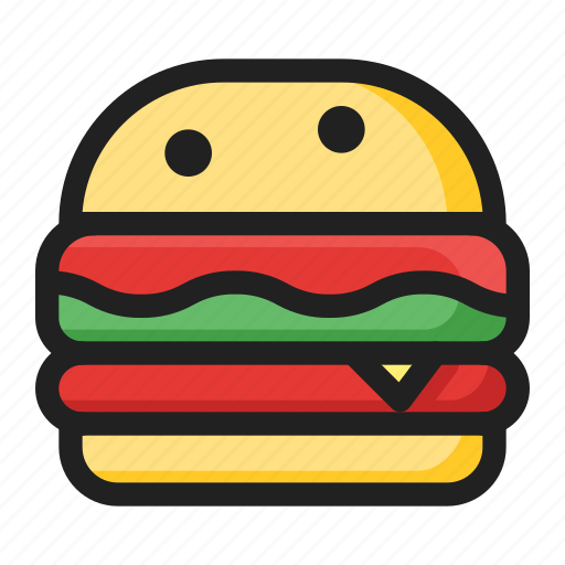 Burger, fast, filled, food, line, round icon - Download on Iconfinder