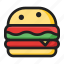 burger, fast, filled, food, line, round 