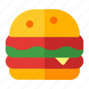 burger, fast, food, round
