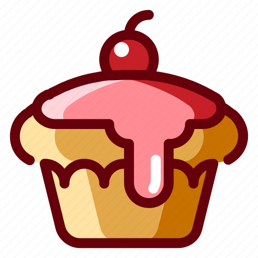 Cake, cherry, cream, cupcake, dessert, food, sweet icon - Download on Iconfinder