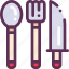 cook, fork, knife, spoon, table 