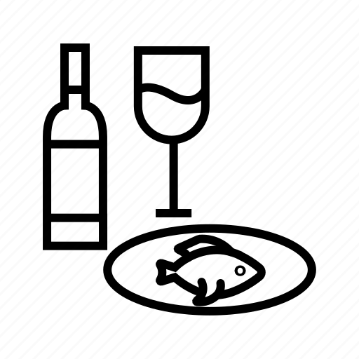 Alcohol, beer, beverage, bottle, drinks, wine, wine with fish fry icon - Download on Iconfinder