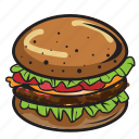 bun, burger, grilled, hamburger, meat, sandwich, seed
