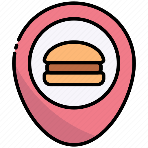 Placeholder, location, pin, map, burger, fast food, restaurant icon - Download on Iconfinder