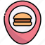 placeholder, location, pin, map, burger, fast food, restaurant 