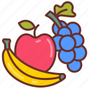 fruit, apple, banana, grapes, blue