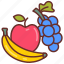 fruit, apple, banana, grapes, blue 