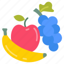 fruit, apple, banana, grapes, blue
