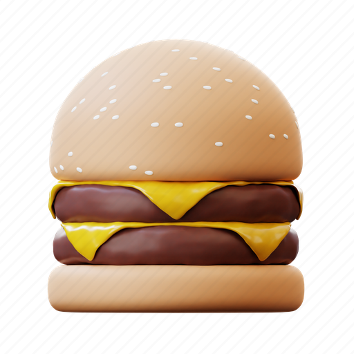 Burger, kitchen, junk food, hamburger, fastfood, cheeseburger, meal 3D illustration - Download on Iconfinder